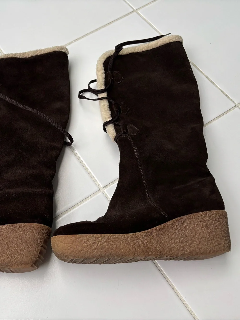 Michael Kors Dark Brown Suede Lace-Up Lined Boots Size 9-9.5